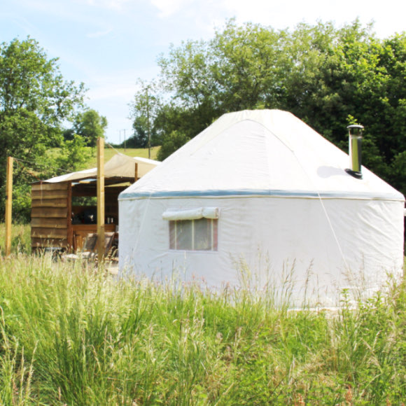 Yurt glamping at Hazy Valley in Devon.