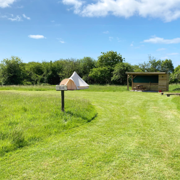 Bell tent camping on border between Pembrokeshire and Carmarthenshire.