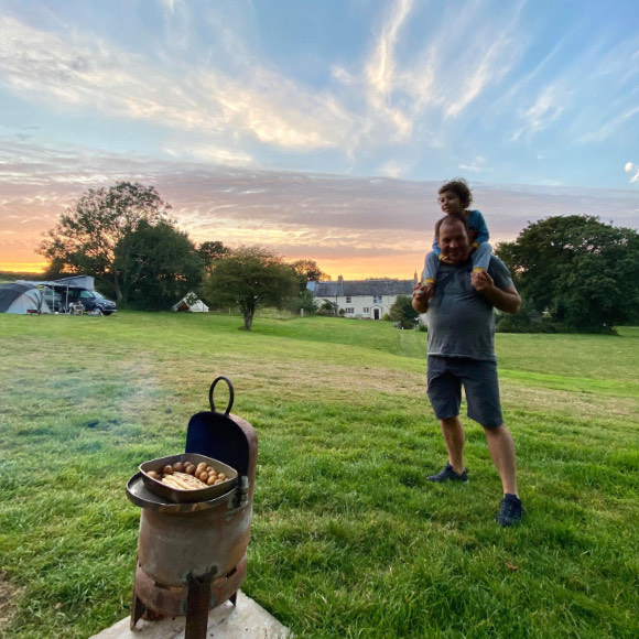 Camping at Pittaford Farm, Devon.