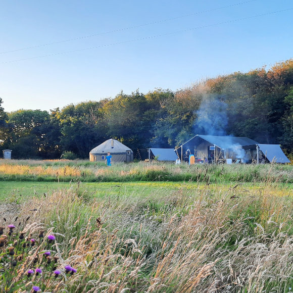 Camping and glamping at Stackpole, Pembrokeshire.