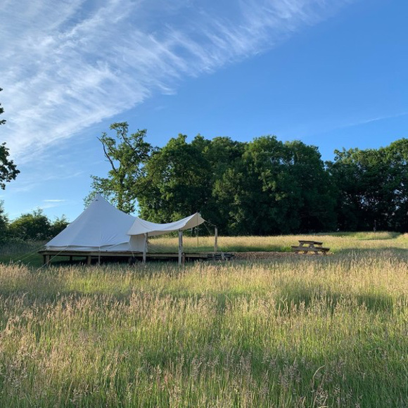 Bell tent camping at Star Field Campsite in Cranbrook, Kent.