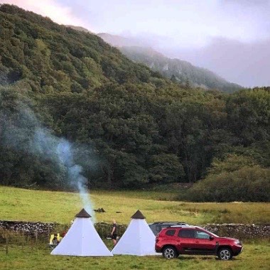 Camping in the foothills of Snowdonia.
