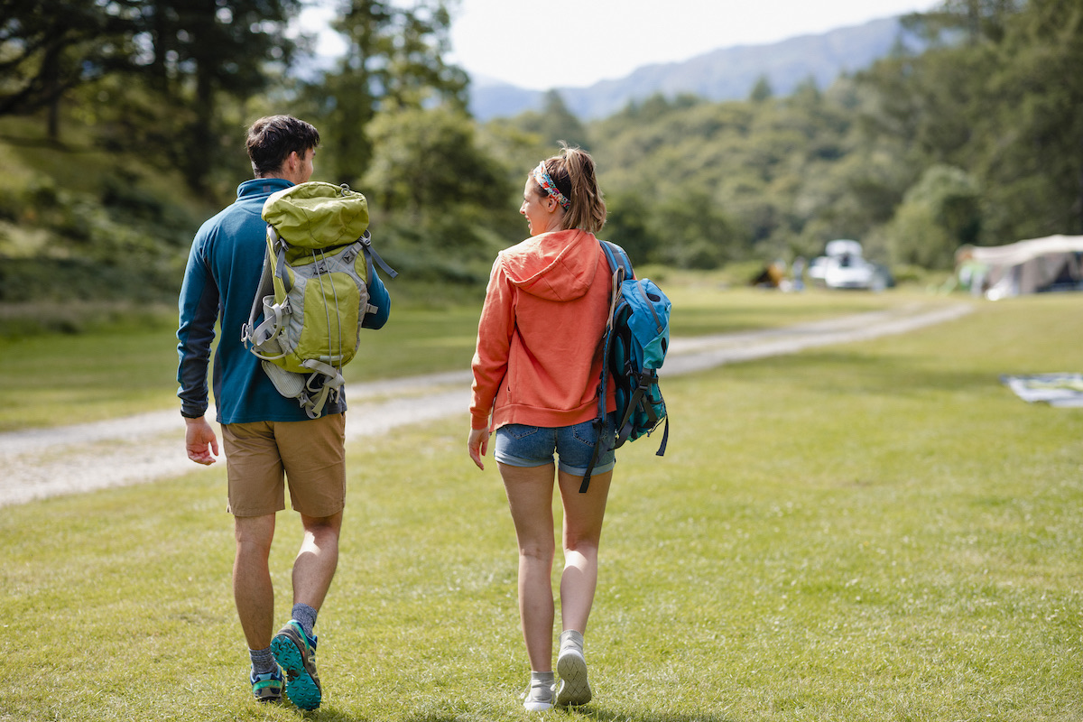 Couple campinhg in the countryside.
