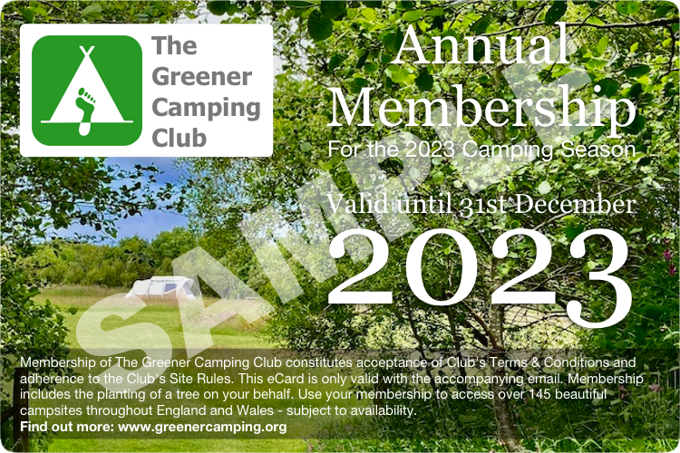 Greener Camping Club Membership Card
